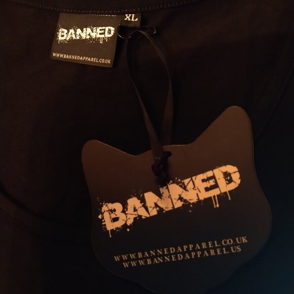 NWT GLOW IN THE DARK Cat Cameo Tank Top Banned Apparel Alternative Cobweb Kitty - Picture 12 of 14